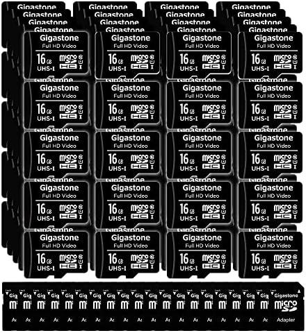 [Gigastone] 16 ג'יגה-בייט 5-Pack Micro SD כרטיס, וידאו FHD, מצלמת אבטחת מעקב מצלמת מצלמת מצלמת, 85MB/S Micro